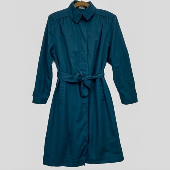 Vintage Trench Coat Rain Shine Coat Wool Blend Liner Size 12 - Picture 1 of 13